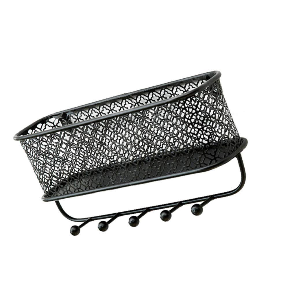 Farmhouse Wall Mounted Hooks & Basket Set - Black Metal Wire Entryway Organizer for Hallway, Mudroom, Bedroom, Bathroom & Laundry Room Storage | Rustic Home Decor & Space Saving Solution