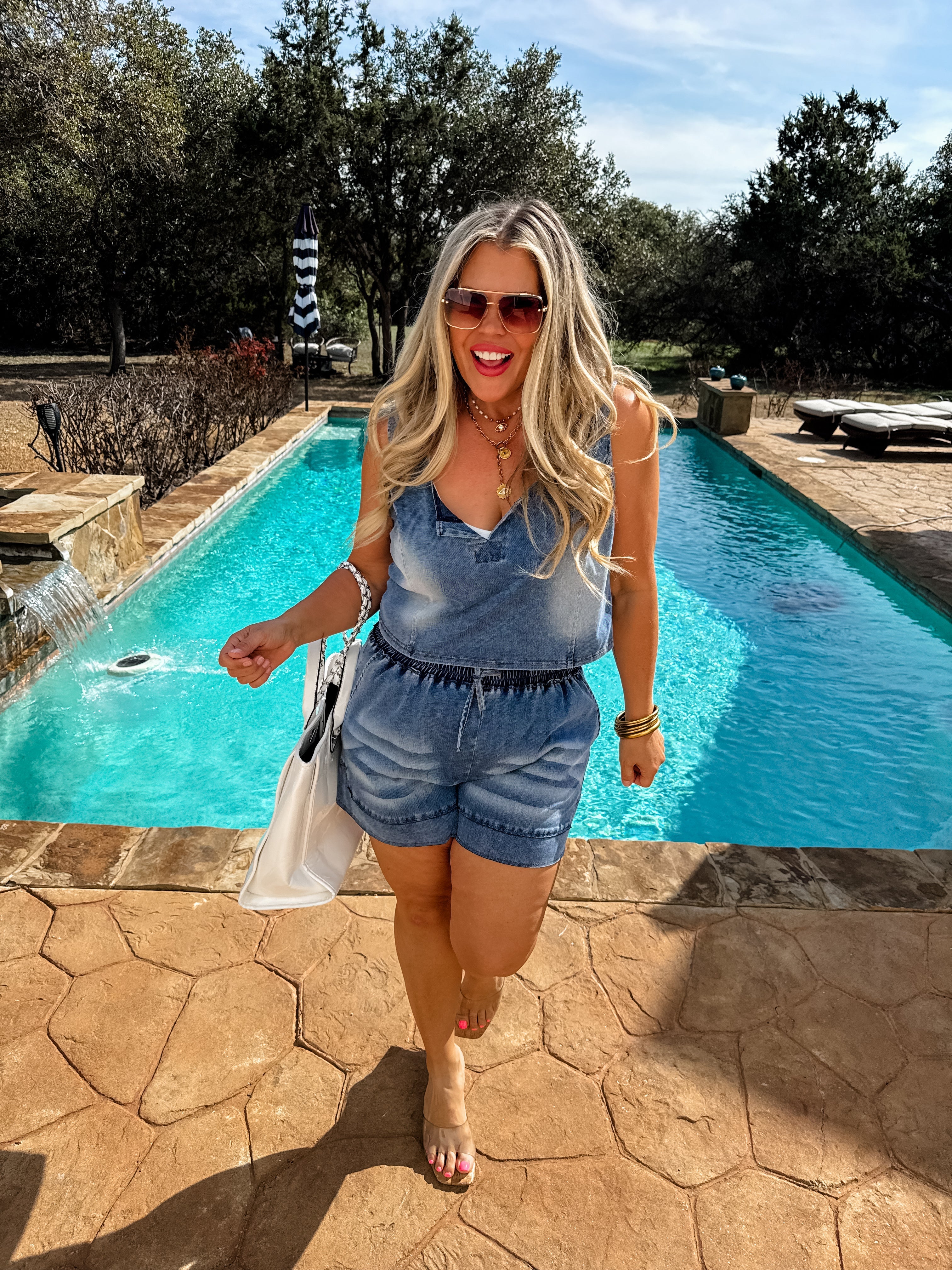 PREORDER: Drift Away Denim Shorts for Women - High Waisted Distressed Denim Shorts | Comfortable & Stylish Summer Shorts for Casual Wear, Beach, and Outdoor Activities