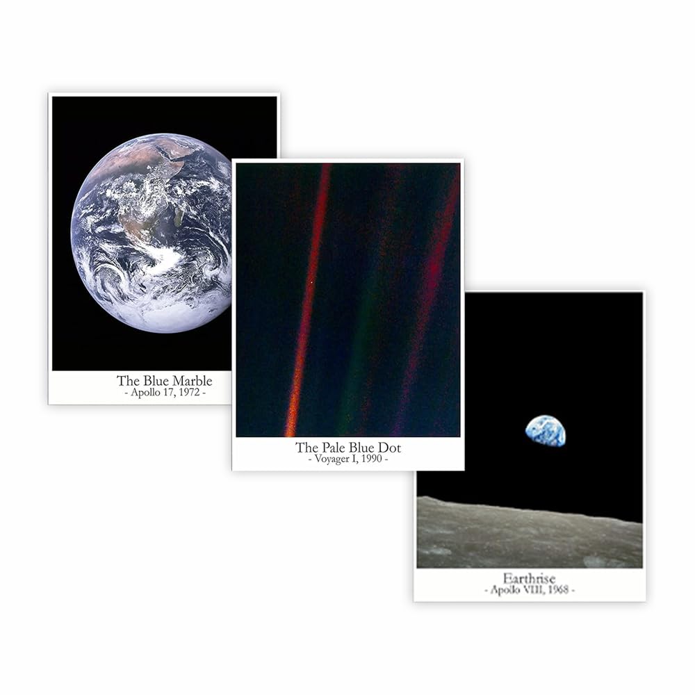 Earthrise from the Moon Wall Art - Pale Blue Dot Space Poster | Galaxy & Planet Decor for Bedroom, Home Office | Trendy Astronomy Print (11x14 inches) - Perfect for Space Enthusiasts & Modern Interior Design
