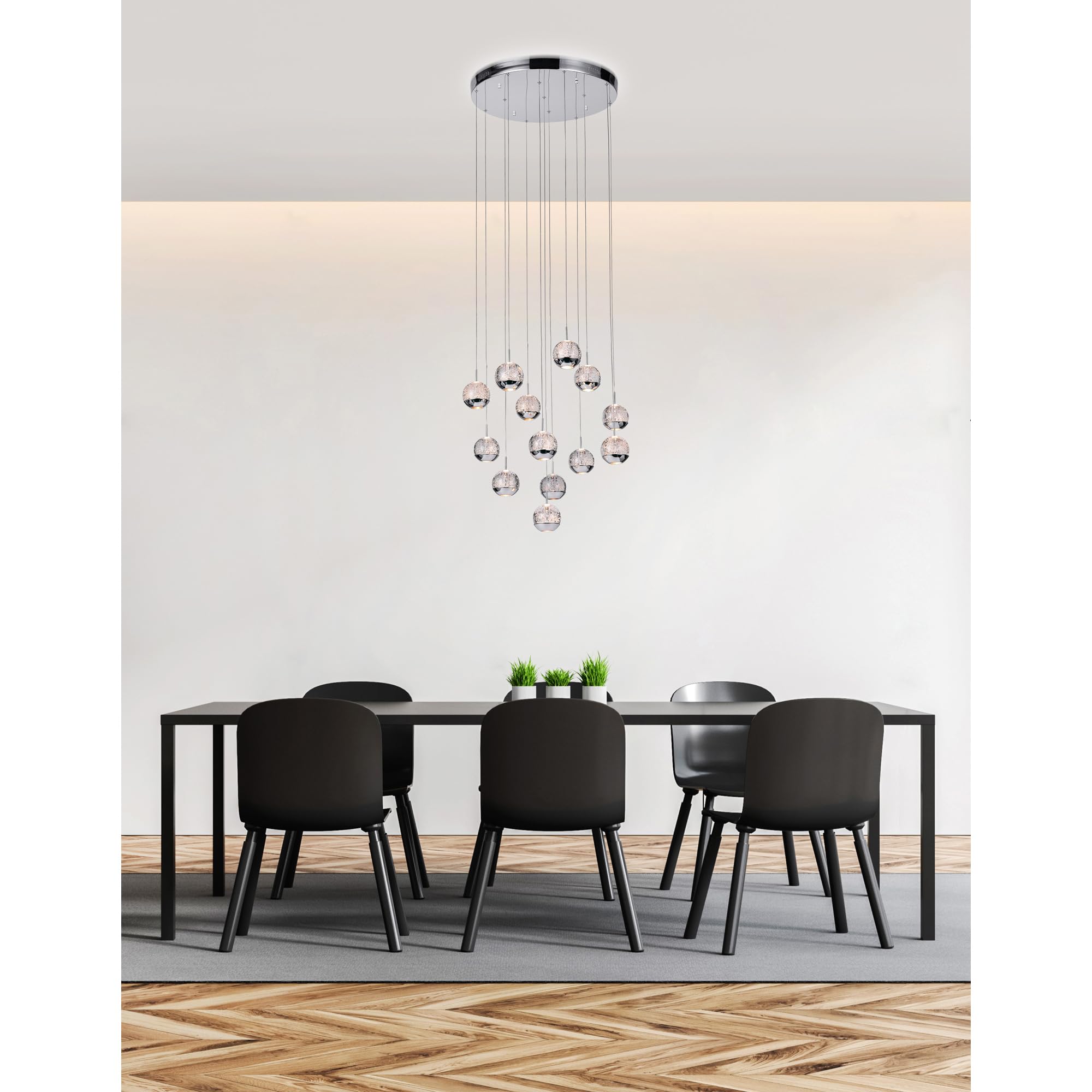 CWI Lighting Perrier 13-Light Modern Chandelier with Chrome Finish - Perfect for Dining Room, Kitchen Island, or Foyer Lighting