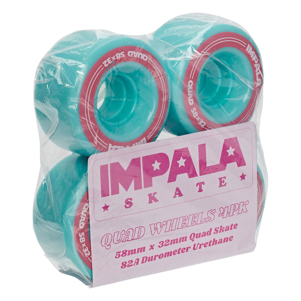 Impala 58mm Quad Roller Skate Wheels - 4 Pack for Indoor & Outdoor Skating, Derby, and Rink Use