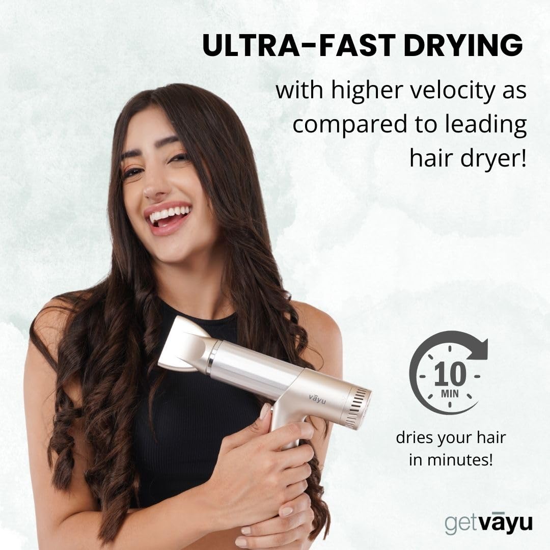 Professional Ionic Hair Dryer with Diffuser - 5 Attachments for Wavy, Straight & Curly Hair - Fast Drying, Frizz Control, Quiet & Lightweight (70% Lighter) - Perfect for Home, Salon & Travel Use