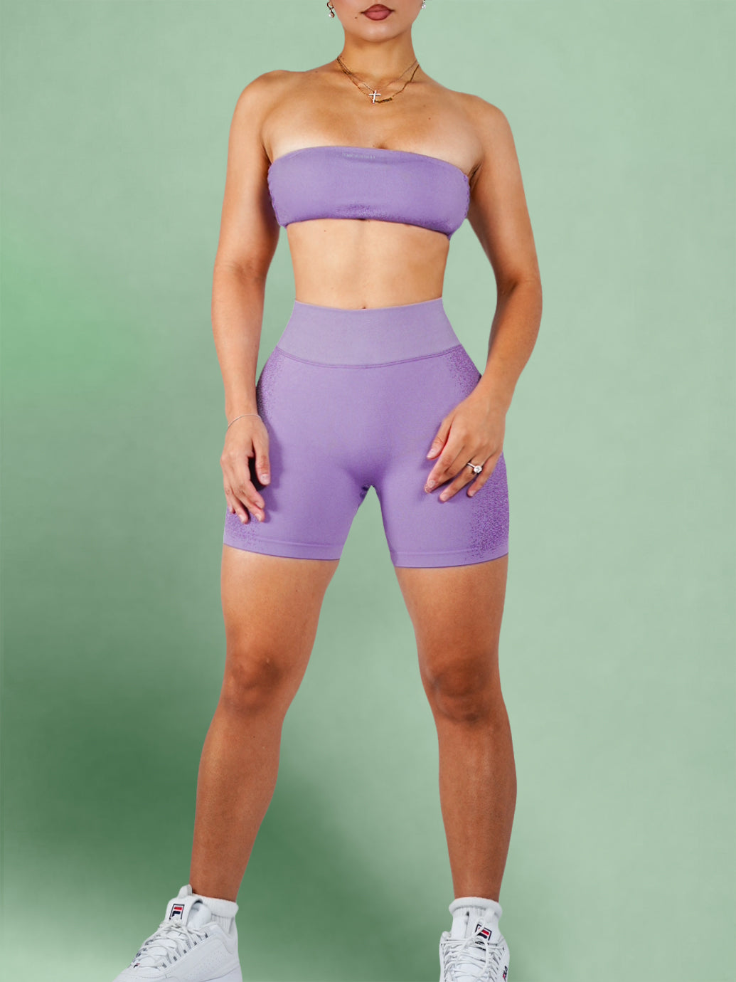 **Coastal Seamless Shorts for Women - Purple Orchid | High-Waist Yoga Running Lounge Shorts | Comfortable & Breathable Workout Wear**    *(Use for yoga, running, gym workouts, or casual loungewear at home.)*