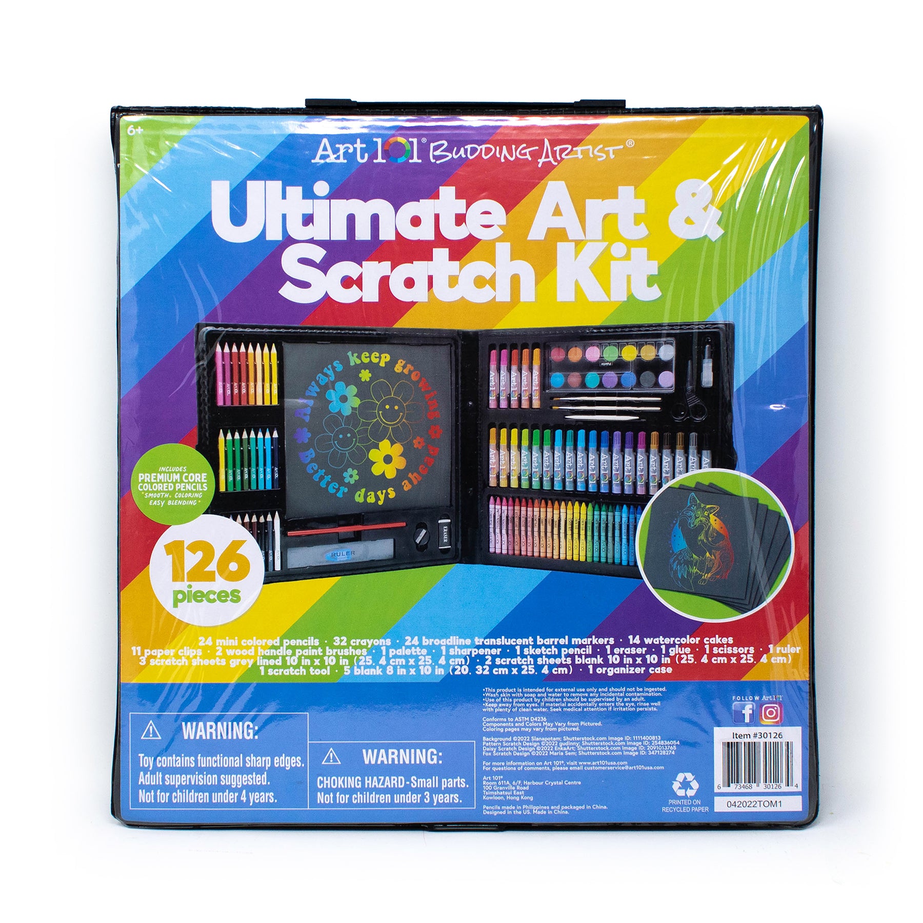 Art 101 Ultimate Scratch Art and Drawing Kit - 126 Piece Set for Kids & Adults | Creative DIY Art Projects, Birthday Gifts & Classroom Activities