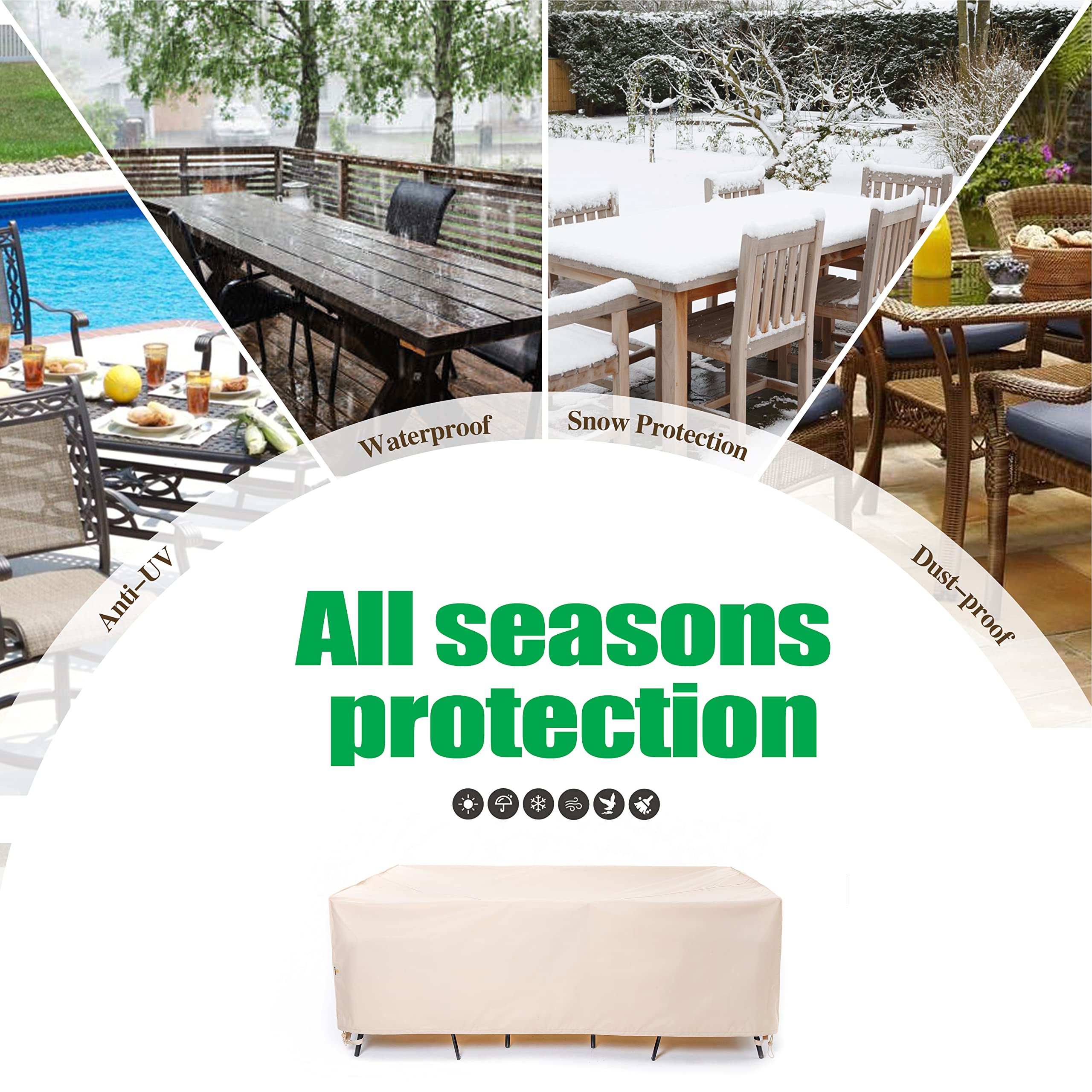 Waterproof & UV-Resistant Patio Furniture Covers for Table and Chairs Set - 102