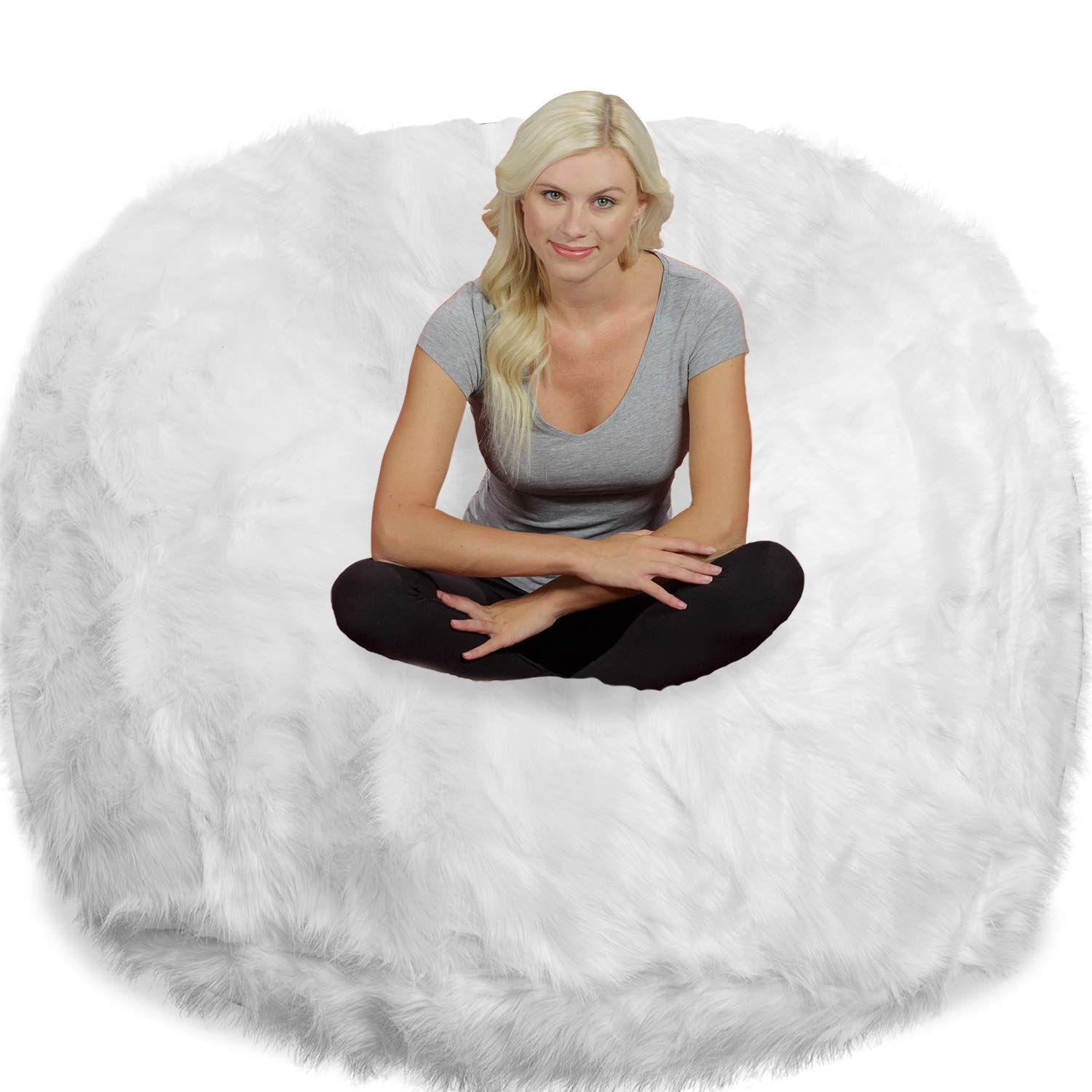 Chill Sack Giant 6-Foot Memory Foam Bean Bag Chair with Plush Faux Fur Cover - Oversized Comfort for Living Room, Game Room & Dorm Relaxation