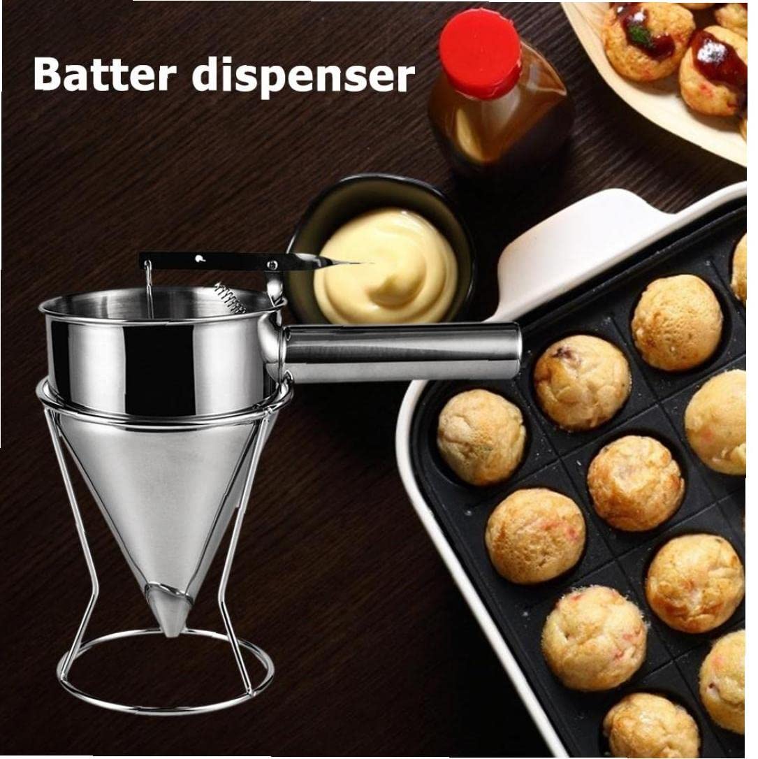 Premium Stainless Steel Piston Funnel - Perfect for Cream Dispensing, Cake Decorating & Pancake Batter Pouring - Essential Kitchen & Bakery Baking Accessories for Dessert Making, DIY Creations & Professional Use