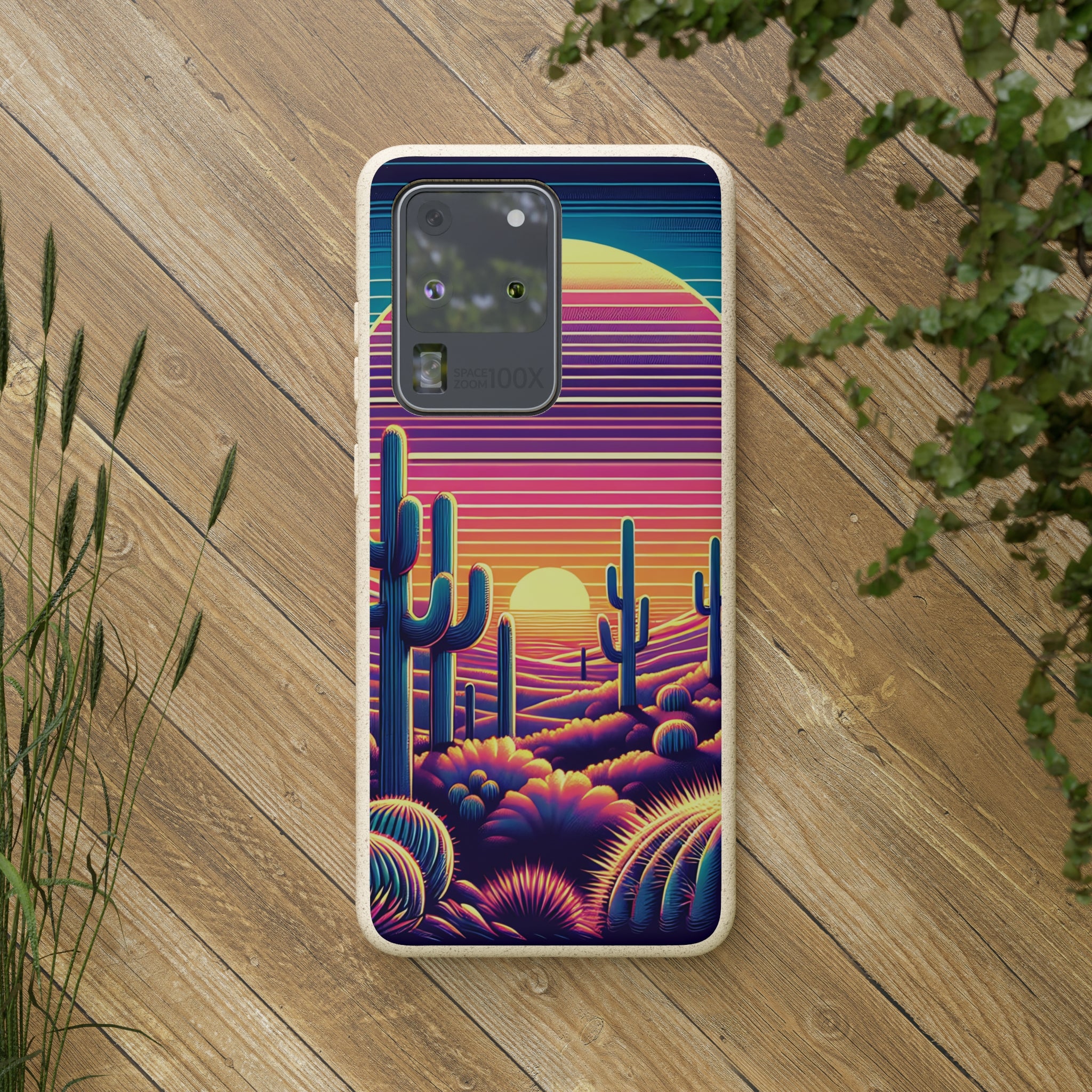 Eco-Friendly Biodegradable Phone Case - Matte Finish Sunset Desert Design, Wireless Charging Compatible for iPhone & Samsung | Perfect for Outdoor Adventures & Daily Use
