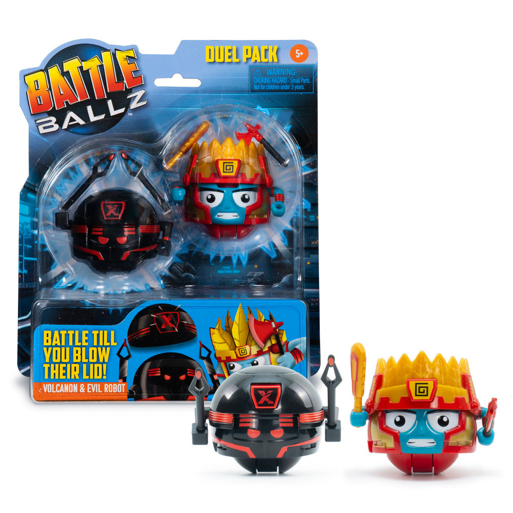 Battle Ballz: Duel Pack - Volcanon vs Evil Robot Ultimate Warrior Showdown | Action Figure Toys for Kids & Collectors | Perfect for Play Battles, Display & Gift Giving