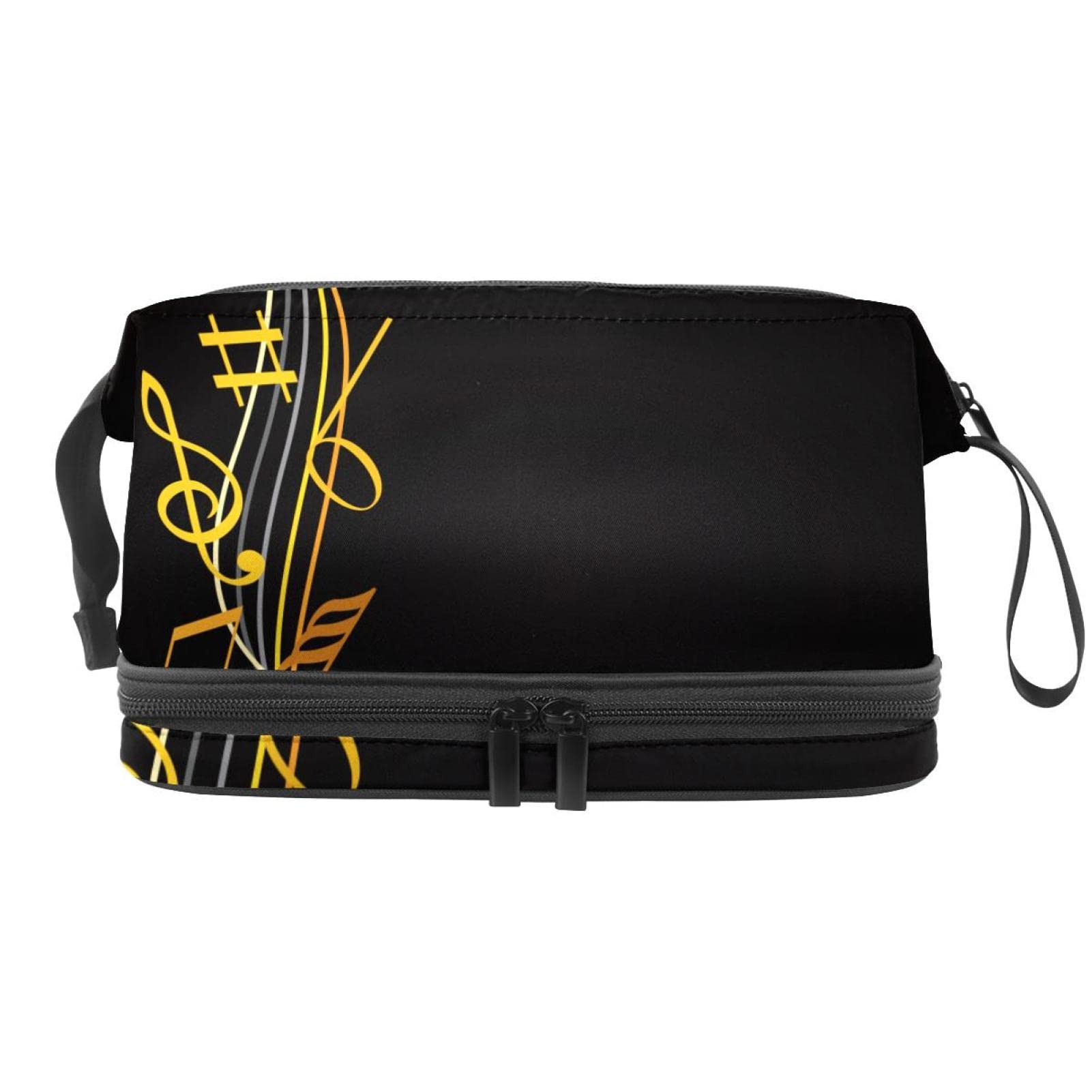 Large Makeup Bag for Women - Travel Cosmetic Organizer with Colorful Music Notes Design, Waterproof Toiletry Bag for Makeup Brushes & Skincare - Perfect for Travel, Gym & Daily Use