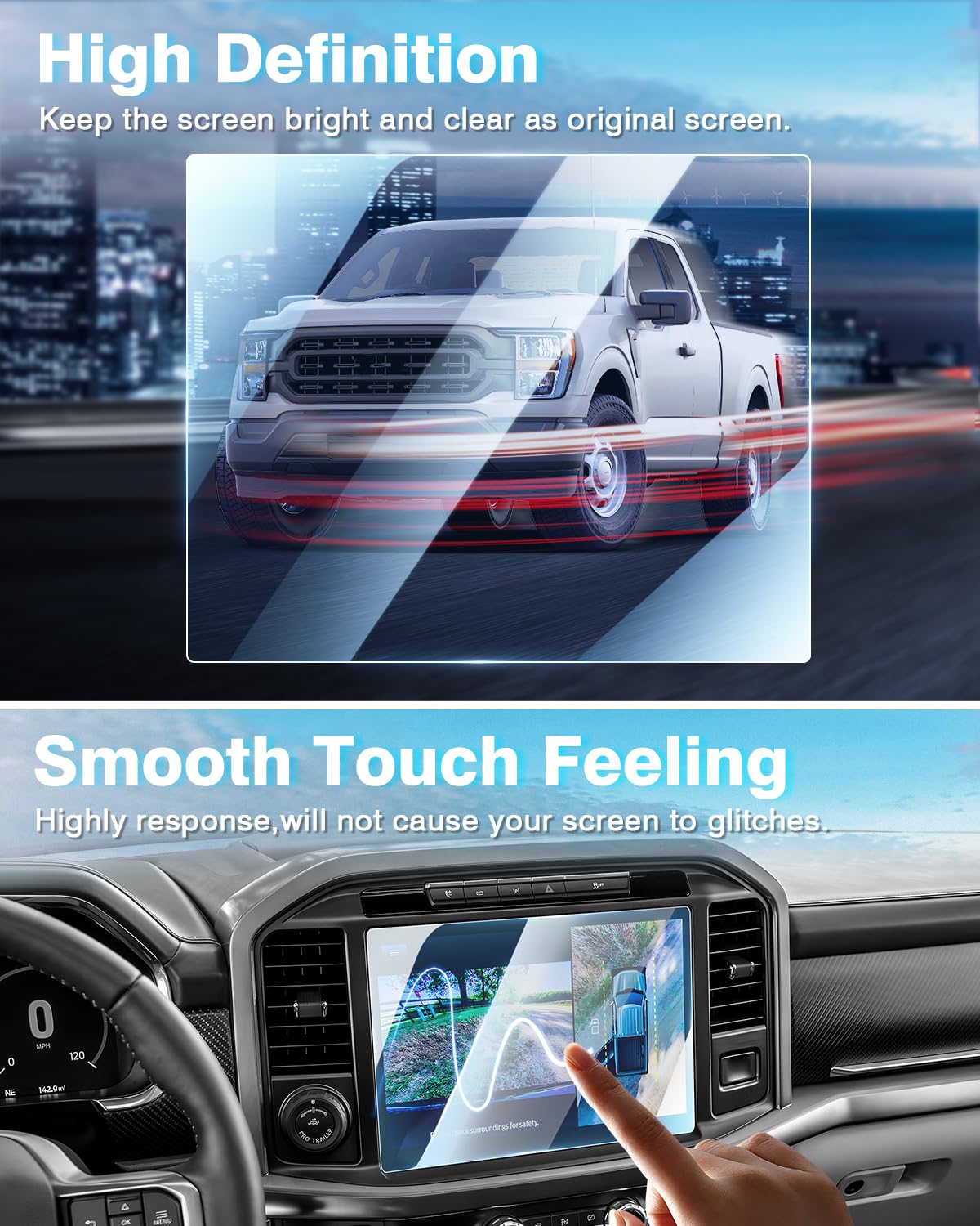 Karltys 2 Pack Anti-Glare Tempered Glass Screen Protector for 2021-2025 Ford F150 & 2022-2025 F-150 Lightning 12-Inch Touchscreen - Ultra Clear Protection for Truck Accessories | Perfect for Driving, Off-Road & Daily Commute