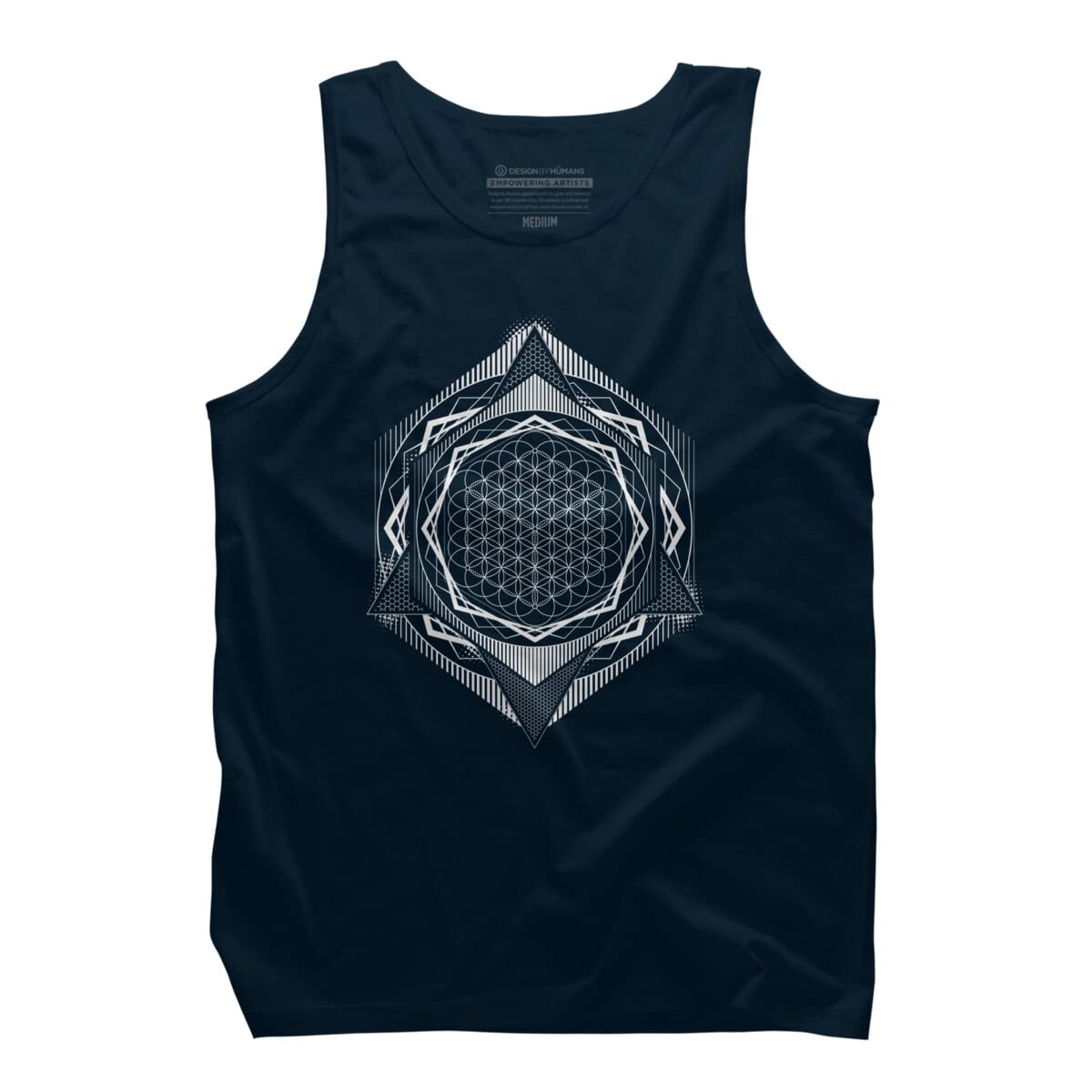 ZenCandy Men's Song of The Spheres Graphic Tank Top - Soft White Cotton Tee for Yoga, Gym & Casual Wear