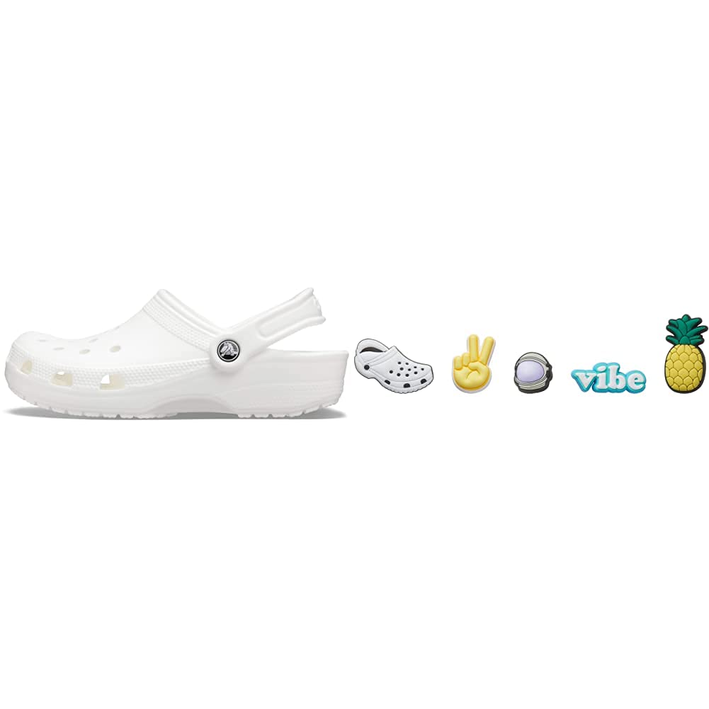 Comfortable Crocs Classic Clogs for Men & Women with 5-Pack Jibbitz Charms - Perfect for Travel, Work & Casual Wear