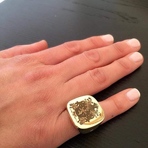Handmade Artisan Family Crest Signet Rings - 14K Gold Pinky Rings for Men & Women - Personalized Engraving & Custom Monogram - Perfect for Weddings, Gifts & Heirloom Jewelry