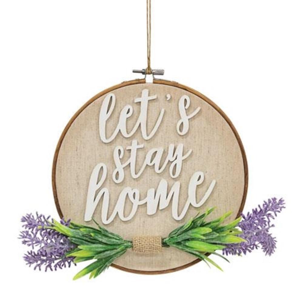 Let's Stay Home Lavender Wooden Wall Sign - Rustic Farmhouse Decor for Living Room, Bedroom, Nursery - Perfect for Home Decor, Housewarming Gift & Cozy Interior Design