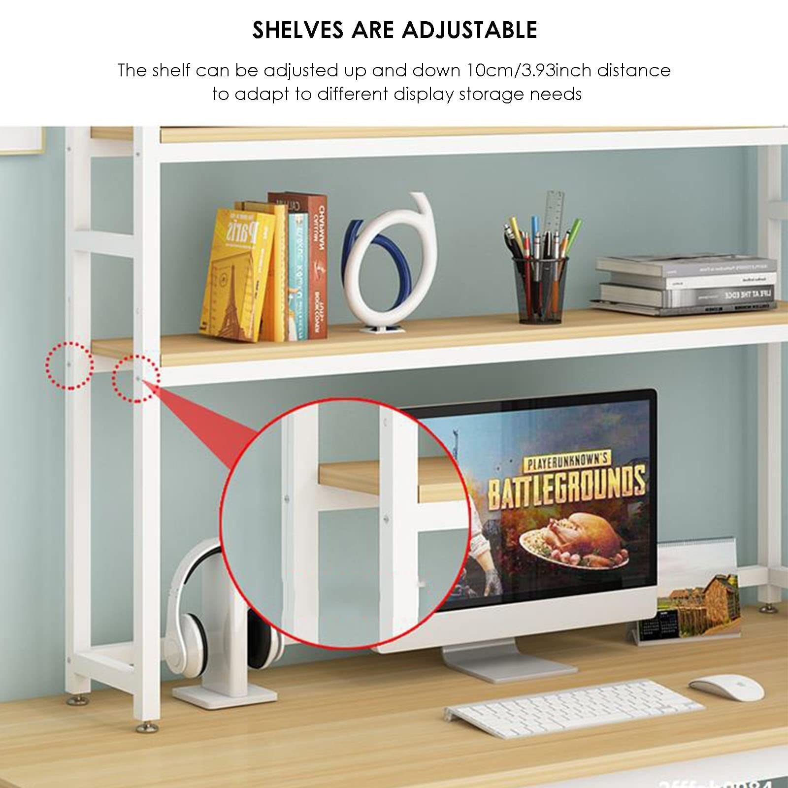 Steel Frame Ladder Bookshelf Organizer for Home & Office Desks - Space Saving Storage Display
