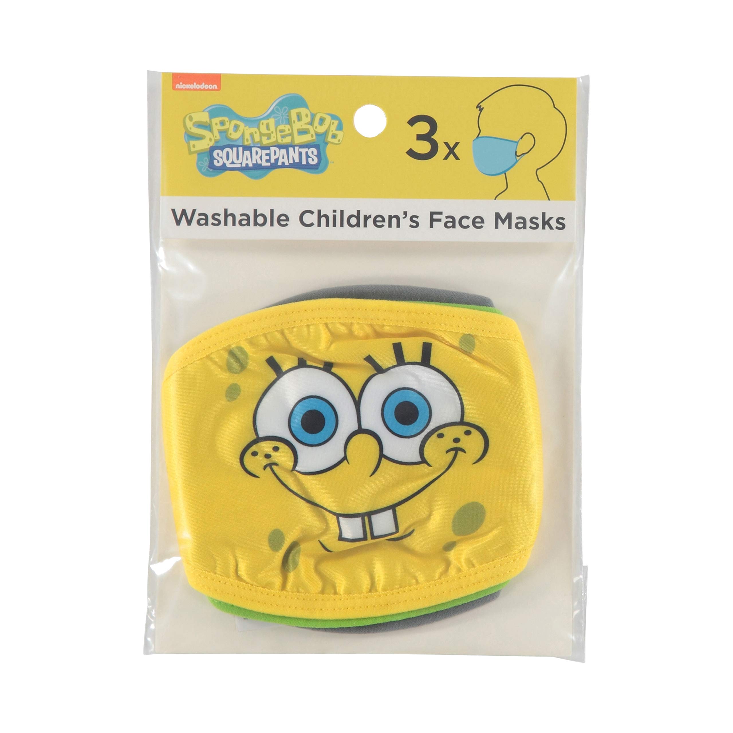 Spongebob Kids Cloth Face Masks 3-Pack - Washable & Reusable Non-Medical Face Coverings for School, Travel & Daily Protection