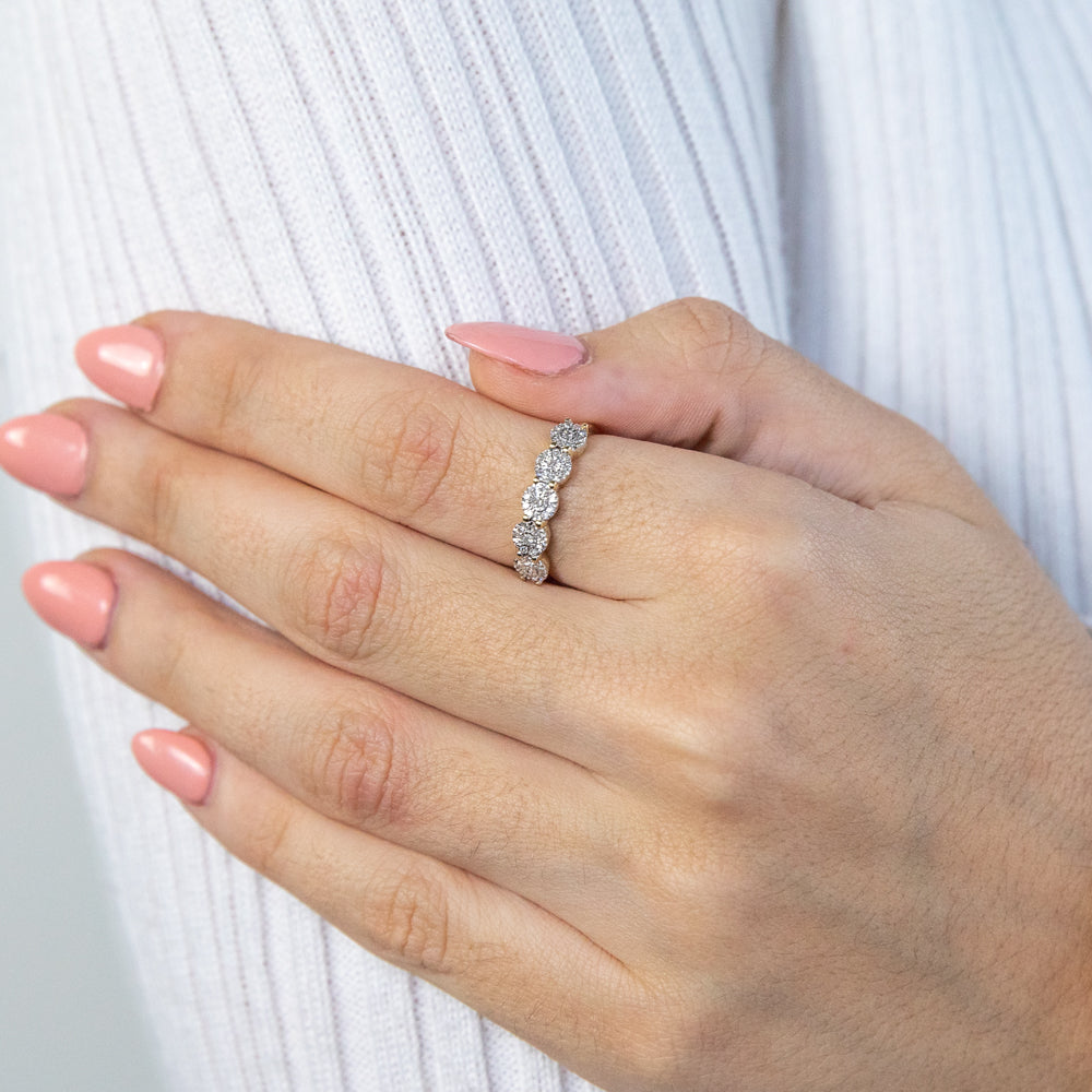 9ct Yellow Gold 20 Points Diamond Ring with Brilliant Cut Diamonds - 2 Carat Look Elegant Jewelry for Women - Perfect for Engagement, Anniversary & Special Occasions