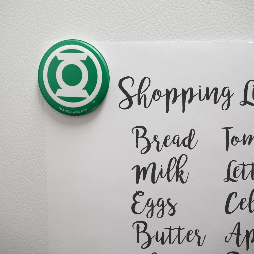 Green Lantern White Logo Refrigerator Magnet - Strong Kitchen Fridge Locker Button for Home, Office & Dorm Decor - Perfect for Comics Fans & Superhero Collectibles