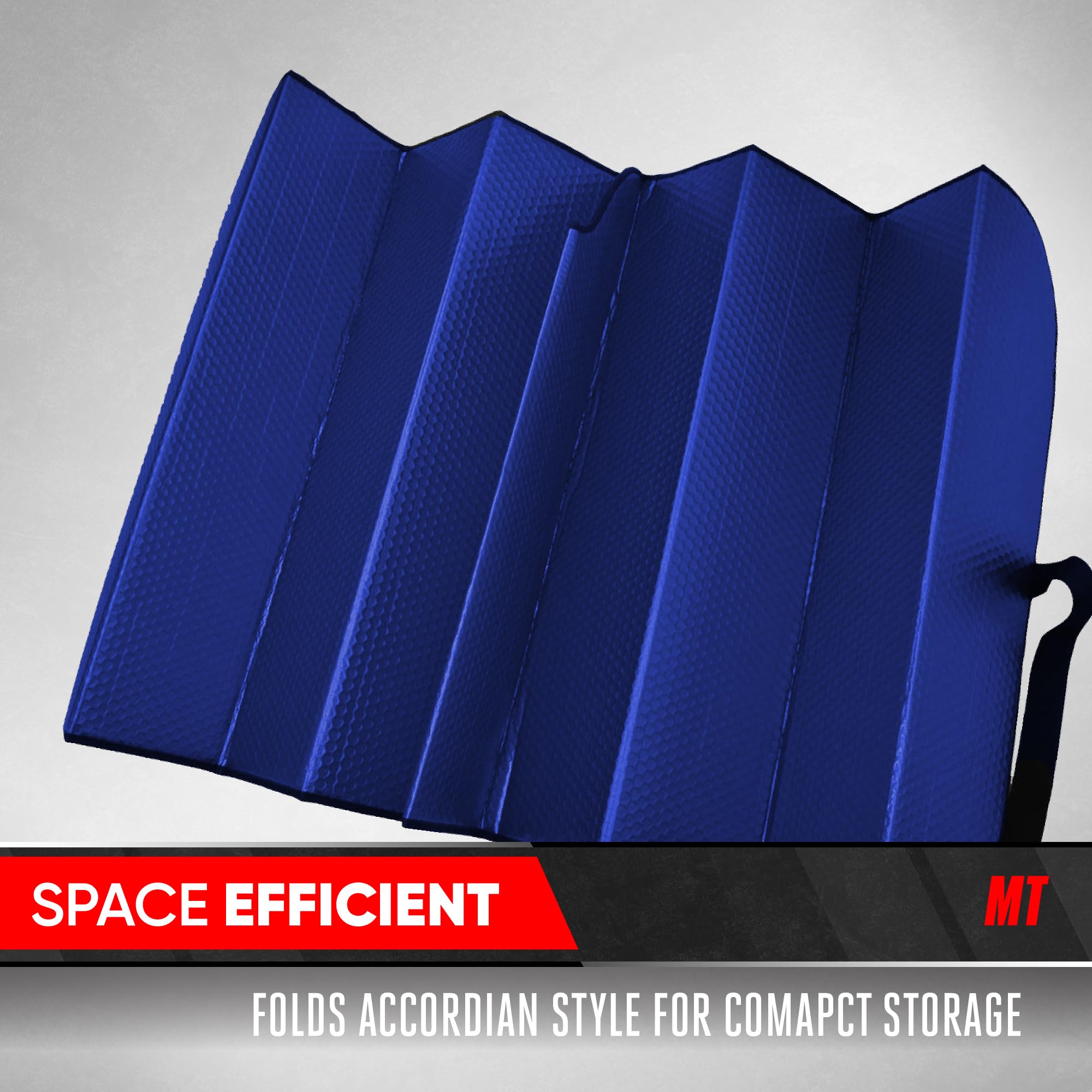 Motor Trend Accordion Blue Car Windshield Sun Shade - UV Protection Sun Visor for Cars, SUVs & Trucks (58