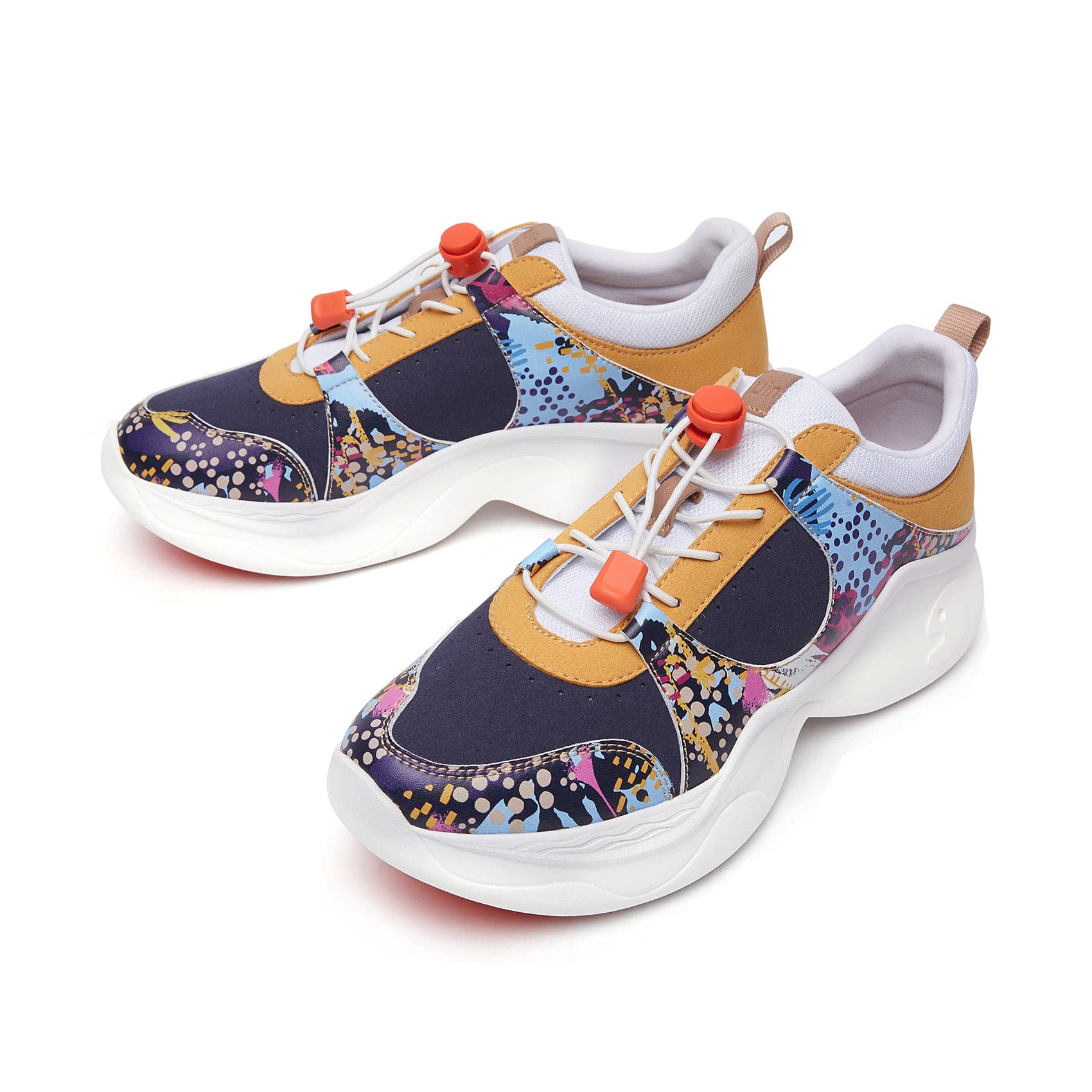 UIN Women's Chunky Fashion Sneakers - Comfortable Walking Shoes with Artistic Paint Design | Casual Travel Shoes for Women | Perfect for Daily Wear, Outings & Street Style (Size 5)