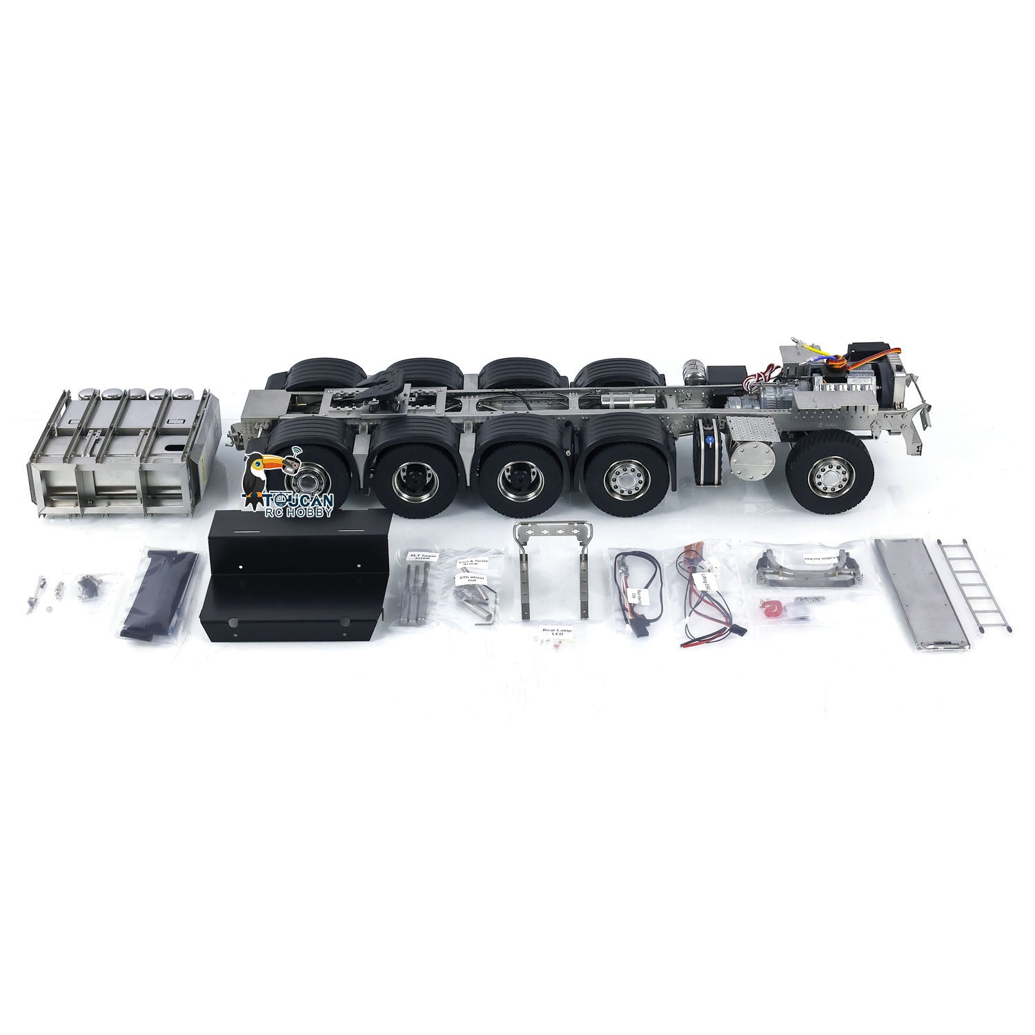 1/14 Scale RC Tractor Truck Metal Chassis - 5 Axle DIY Parts for R73 R62 Electric Car Models | Durable Radio Control Accessories for Crawling, Off-Roading & Custom Builds