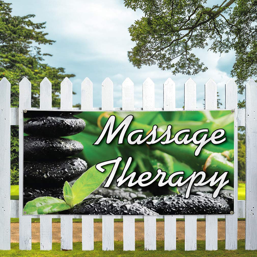 Custom Vinyl Banner 48x96 Inches - Weatherproof Massage Therapy Business Sign with 8 Grommets for Outdoor & Industrial Use | Durable Yard Sign for Advertising, Events & Storefront Displays