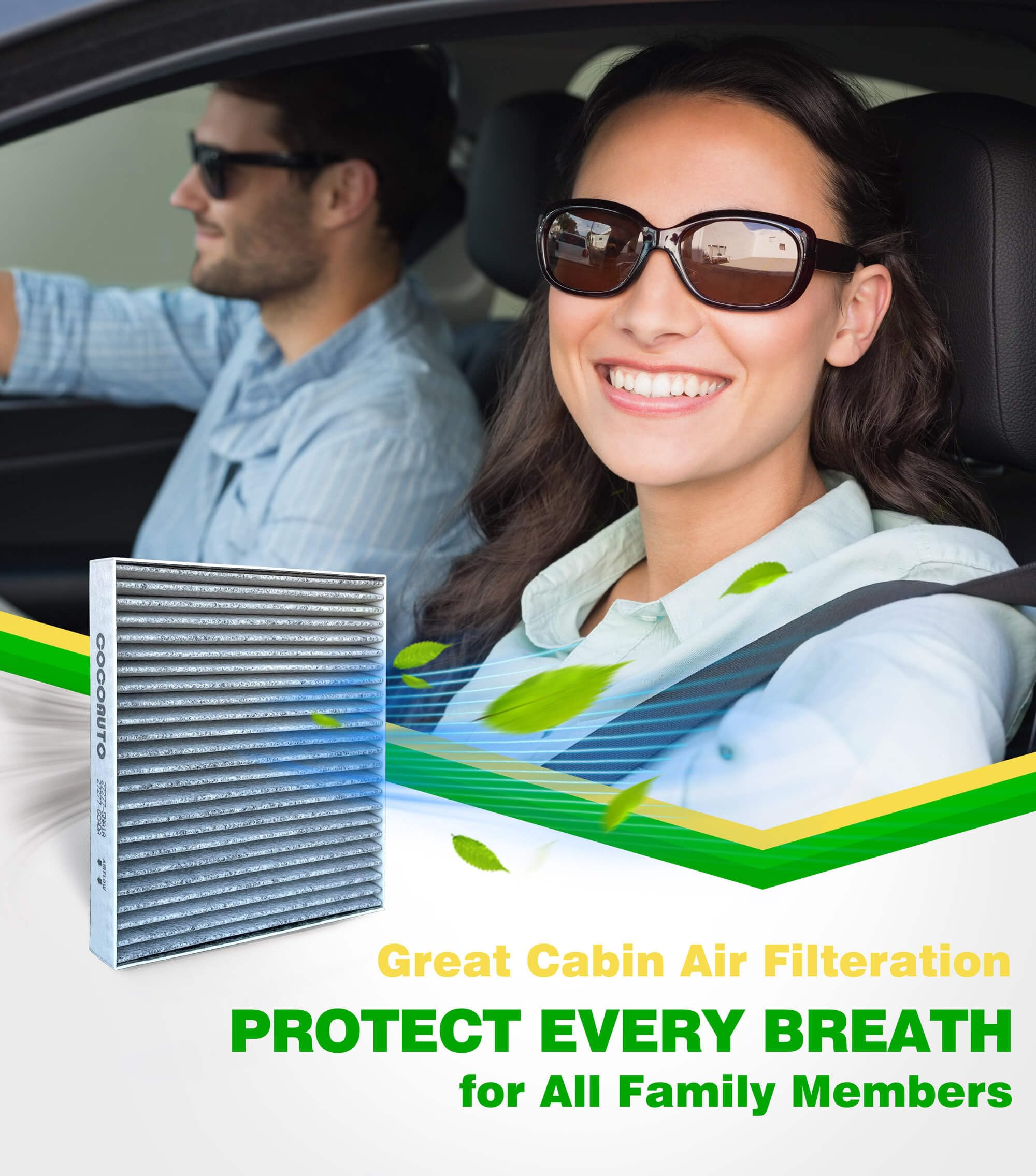 Premium Cabin Air Filter Compatible with Nissan Rogue 2021-2025, Sentra 2020-2025, Altima 2019-2025, Pathfinder QX60 2022-2025 & INFINITI QX50 2019-2025 - Replaces OEM 27277-5NA1A 27277-6CA0A - Improves Air Quality for Cleaner, Fresher Cabin Environment