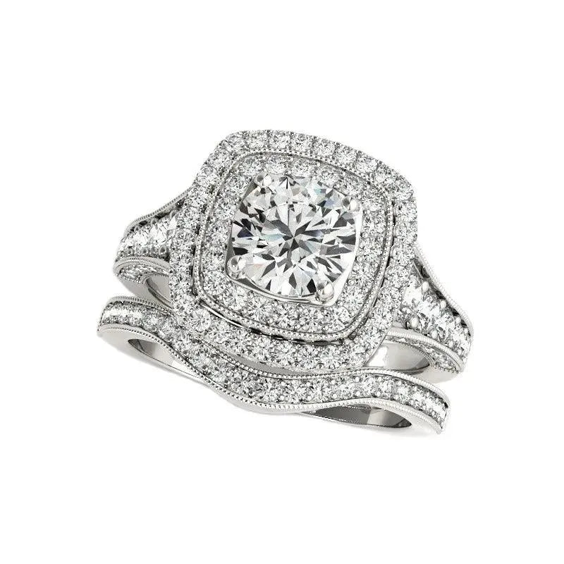 925 Sterling Silver 1 Carat Moissanite Diamond Engagement Ring Set for Women - D-H Color, Luxury Wedding Band, Bridal Jewelry Gift for Anniversary, Proposal & Special Occasions
