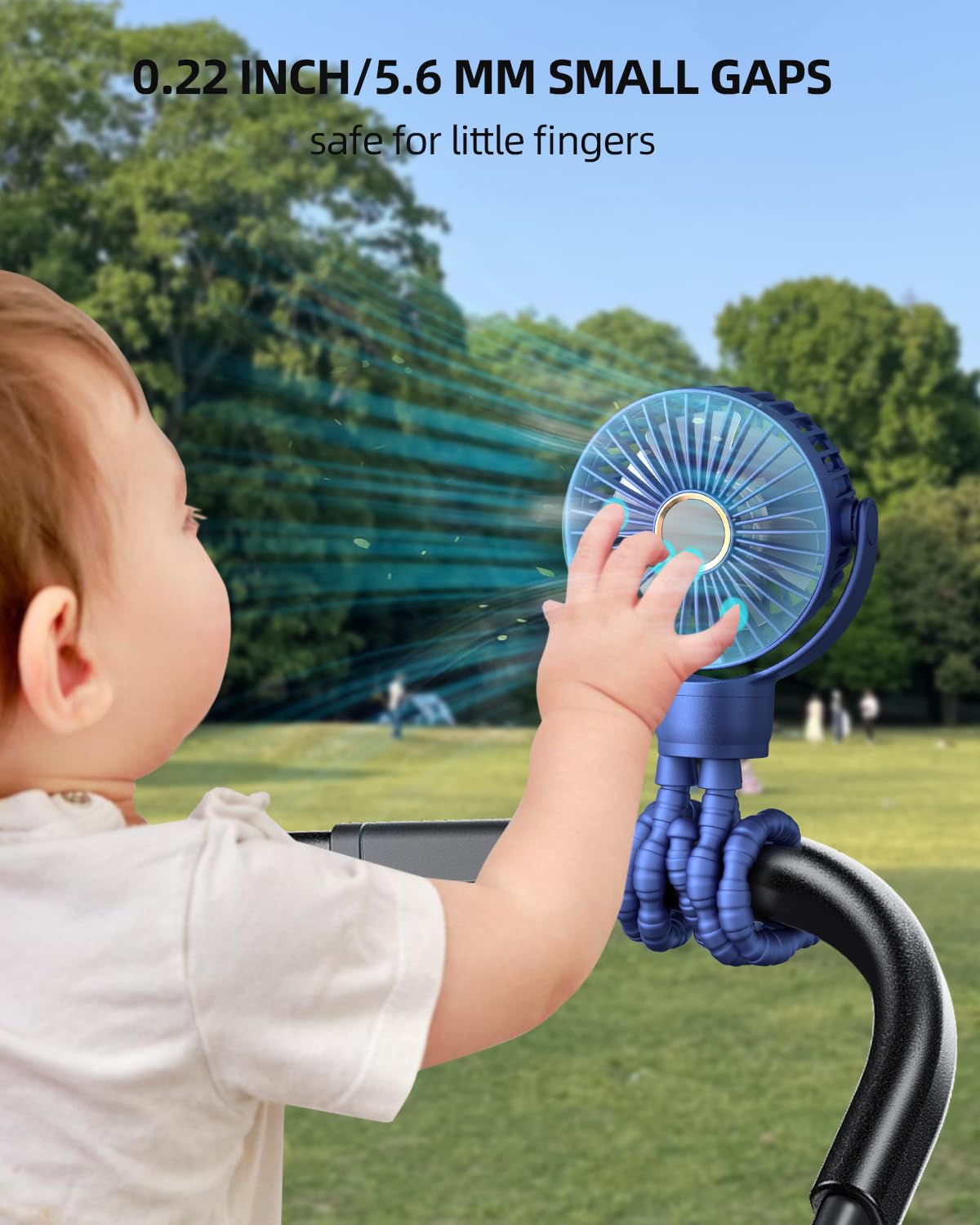 KIDEE Portable Baby Stroller Fan with LED Display - 360° Rotating Flexible Tripod, Rechargeable Mini Clip Fan for Car Seat, Crib & Travel | Handheld Cooling Fan for Home, Office & Gym Use