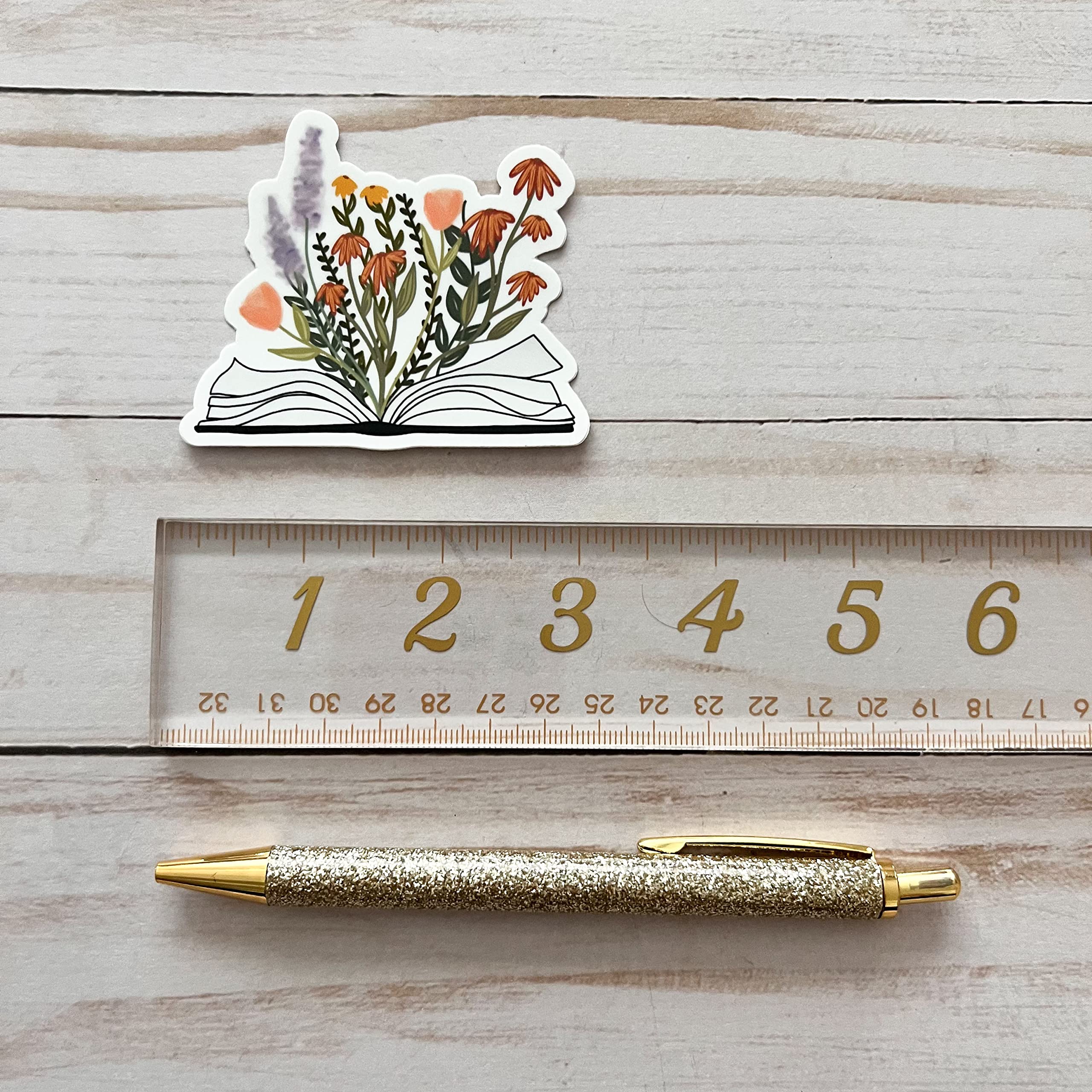 Book Stickers - Beautiful Flowers Growing from Book Decals | Reading & Bookish Stickers for Book Lovers | Perfect for Journals, Planners, and Laptop Decoration