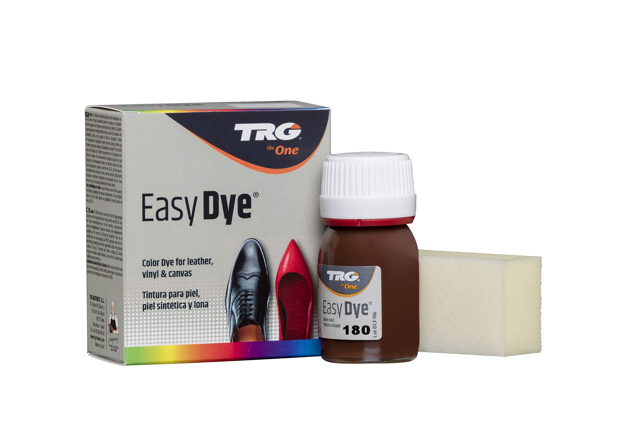 TRG Easy Dye for Leather & Canvas Shoes, Bags, Belts - Chocolate Brown (180ml) | Restore & Customize Footwear, Handbags & Accessories for DIY Fashion Projects