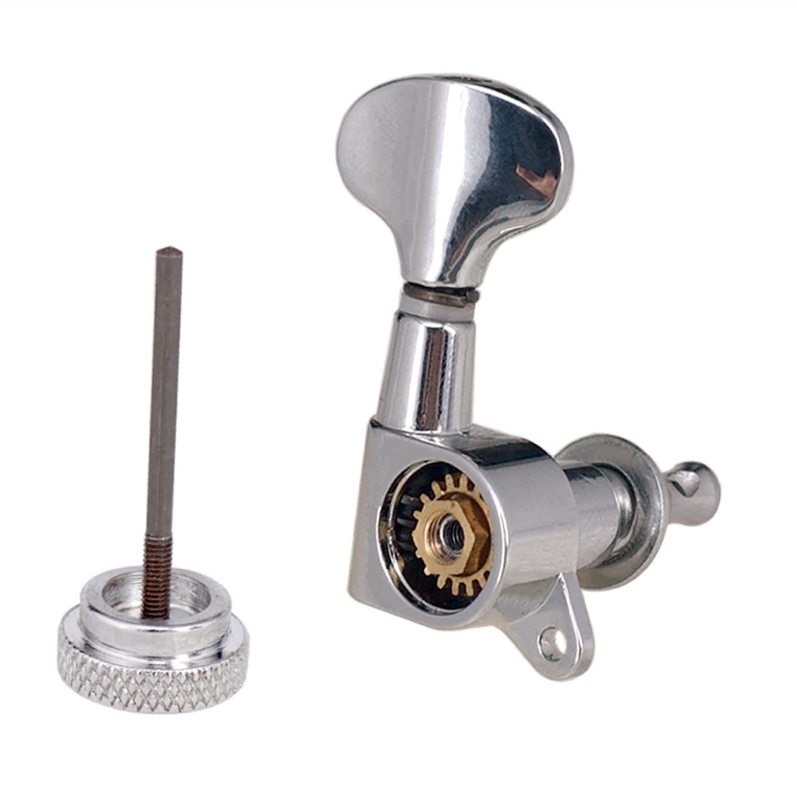 Premium 6R Silver Guitar Lock Tuners - High-Quality Fishtail Tuning Pegs & String Buttons for Smooth Tuning | Perfect for Electric & Acoustic Guitars, Studio Recording & Live Performances