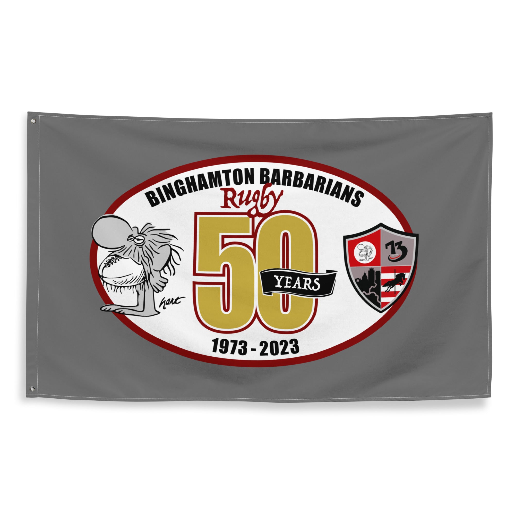 Binghamton Barbarians 50th Anniversary Commemorative Wall Flag - Vintage Sports Team Decor for Man Cave, Game Room & College Dorm