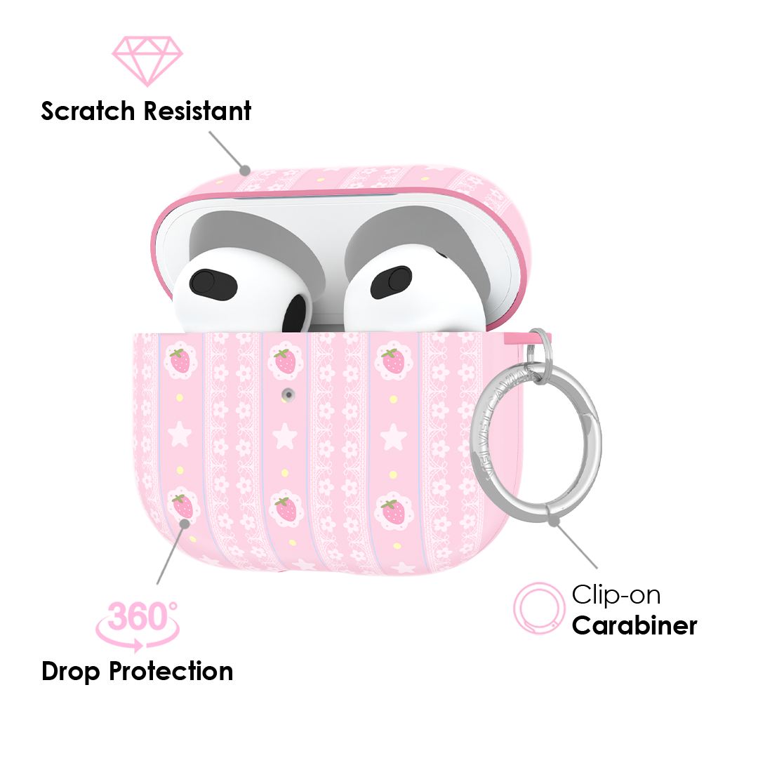 Strawberry Macaron AirPods Case - Cute Protective Cover for AirPods 1/2/3 & Pro - Perfect for Travel, Work & Everyday Use
