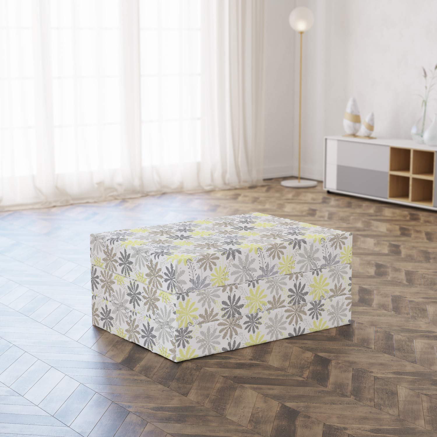 Ambesonne Floral Foldable Mattress - Shepherd's Purse Pattern, 74.8