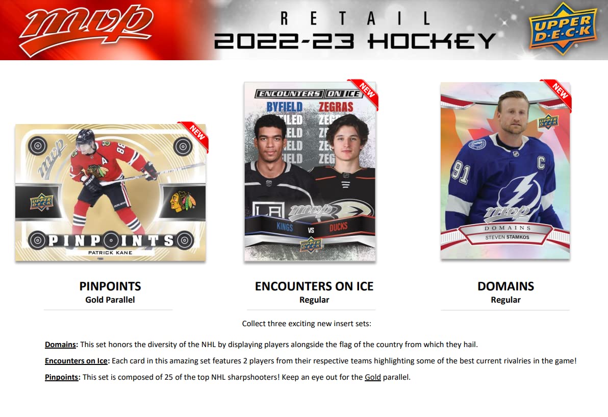 Upper Deck 2022-23 MVP Hockey Card Retail Box - 36 Packs of Collectible NHL Trading Cards | Perfect for Sports Memorabilia Collectors & Hockey Fans