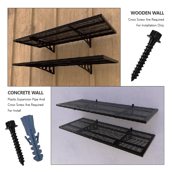 Heavy Duty Garage Wall Shelves 4 Pack - Sturdy Floating Shelves Holds 1000 lbs - Space Saving Storage Solution for Garage, Workshop, Basement (1.5x3.8ft, Black) - Perfect for Organizing Tools, Sports Equipment & Home Supplies