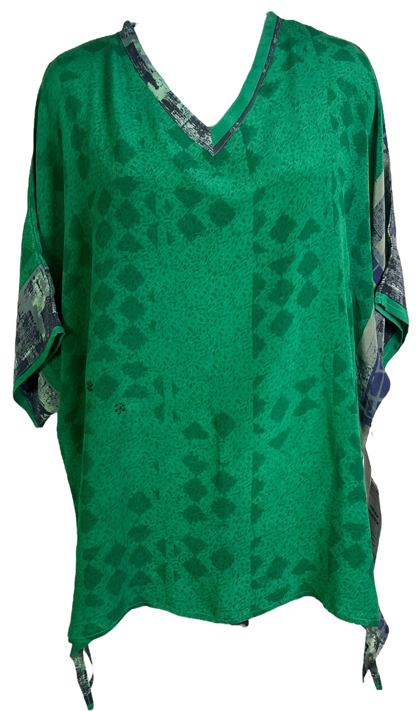 PRC6564 Women's Pure Silk Long Tunic with Side Ties - Elegant Loose Fit Blouse for Casual Wear, Office & Special Occasions
