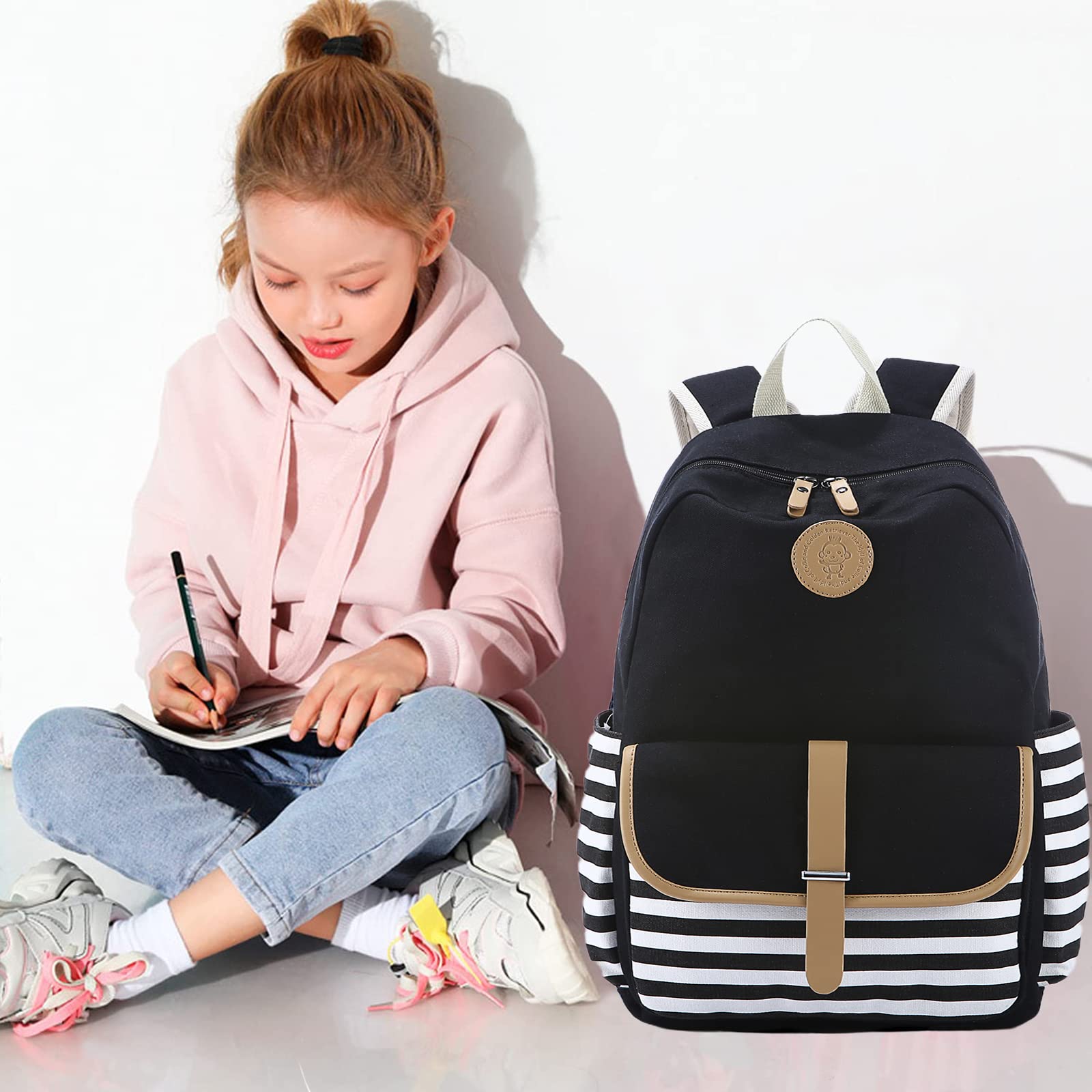 Lightweight Canvas Backpack for Girls - School & Travel Use