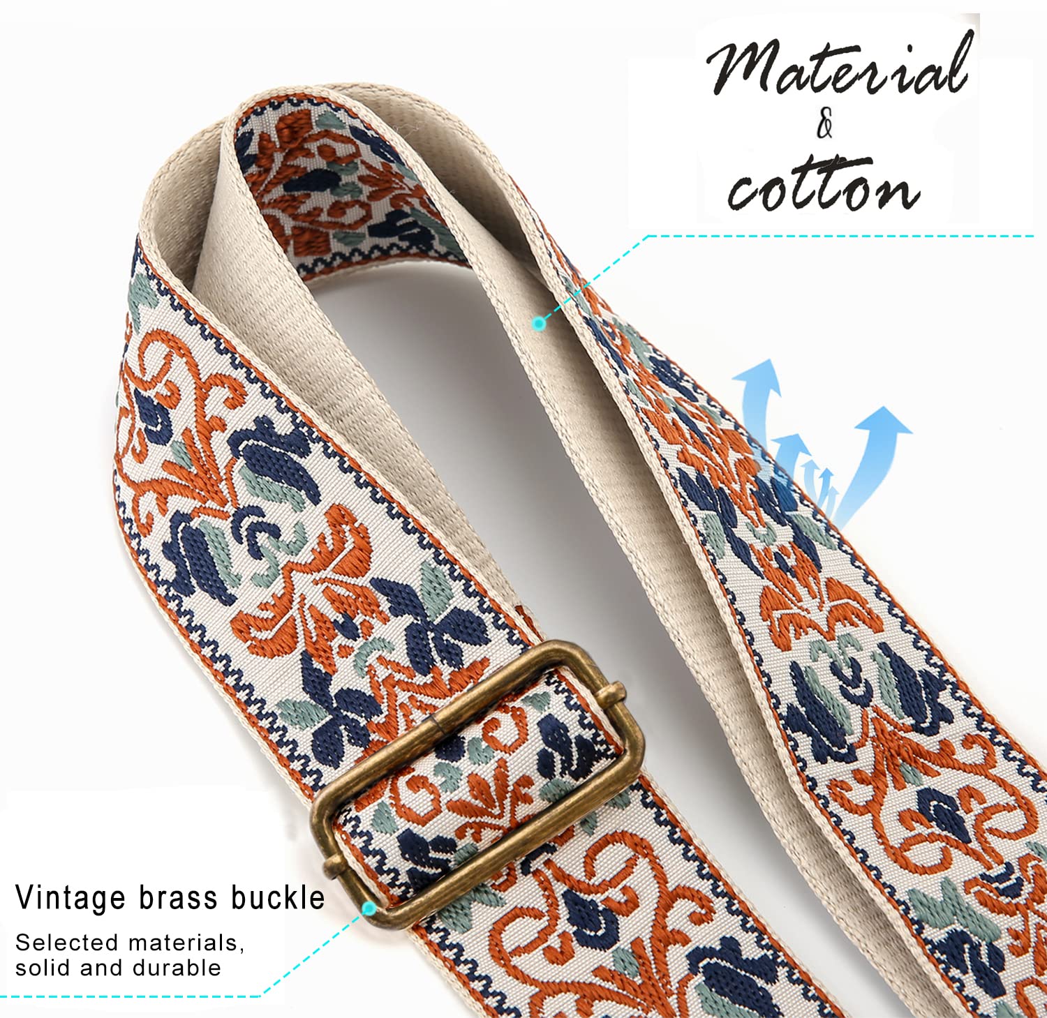 Adjustable Crossbody Shoulder Strap Replacement for Purses & Handbags - Wide Guitar Style Bag Strap - Perfect for Daily Use, Travel & Fashion Accessories