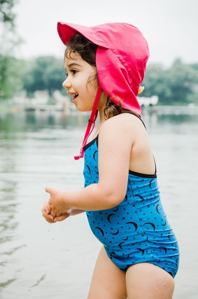 Baby Toddler Flap Swim Hat - UPF 50+ Sun Protection for Infants & Kids - Adjustable Chin Strap for Secure Fit - Perfect for Beach, Pool & Outdoor Water Activities