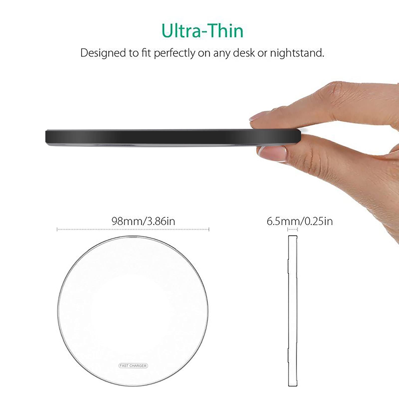 20W Fast Wireless Charging Pad - Qi-Certified Wireless Charger Compatible with iPhone 16 Pro Max/15/14/13/12/11/X/XS/8 Plus, AirPods Pro/4, Samsung Galaxy S25/S24/S23/S22/S21/S20/S10/Note 20/10 (Grey) - Perfect for Bedside, Office & Car Use
