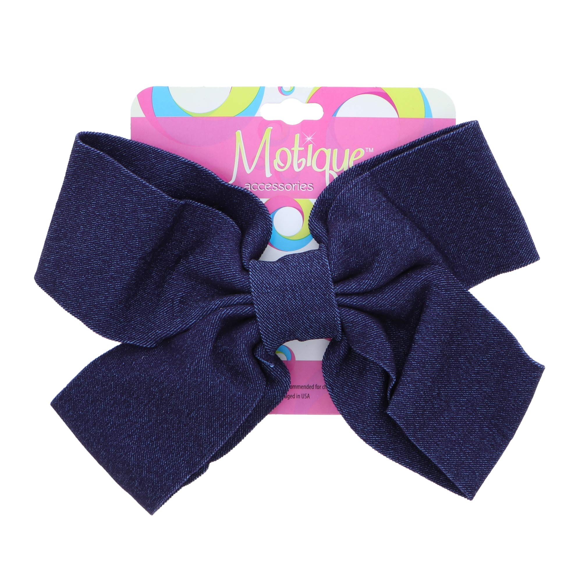 Denim Bow for Girls 7 inch - Dark Blue Hair Bow for Toddlers, Kids, and Teens - Perfect for School, Parties, and Special Occasions
