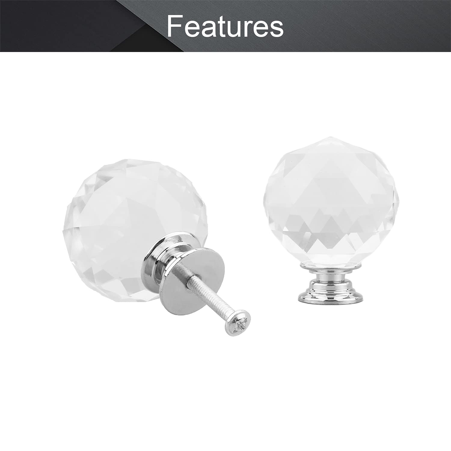 **MroMax Crystal Aluminum Cabinet Knobs - Transparent Pull Handles for Drawers, Cupboards, Dressers, Bookcases & Wardrobes (1-Pack) - Perfect for Modern Home & Office Furniture**