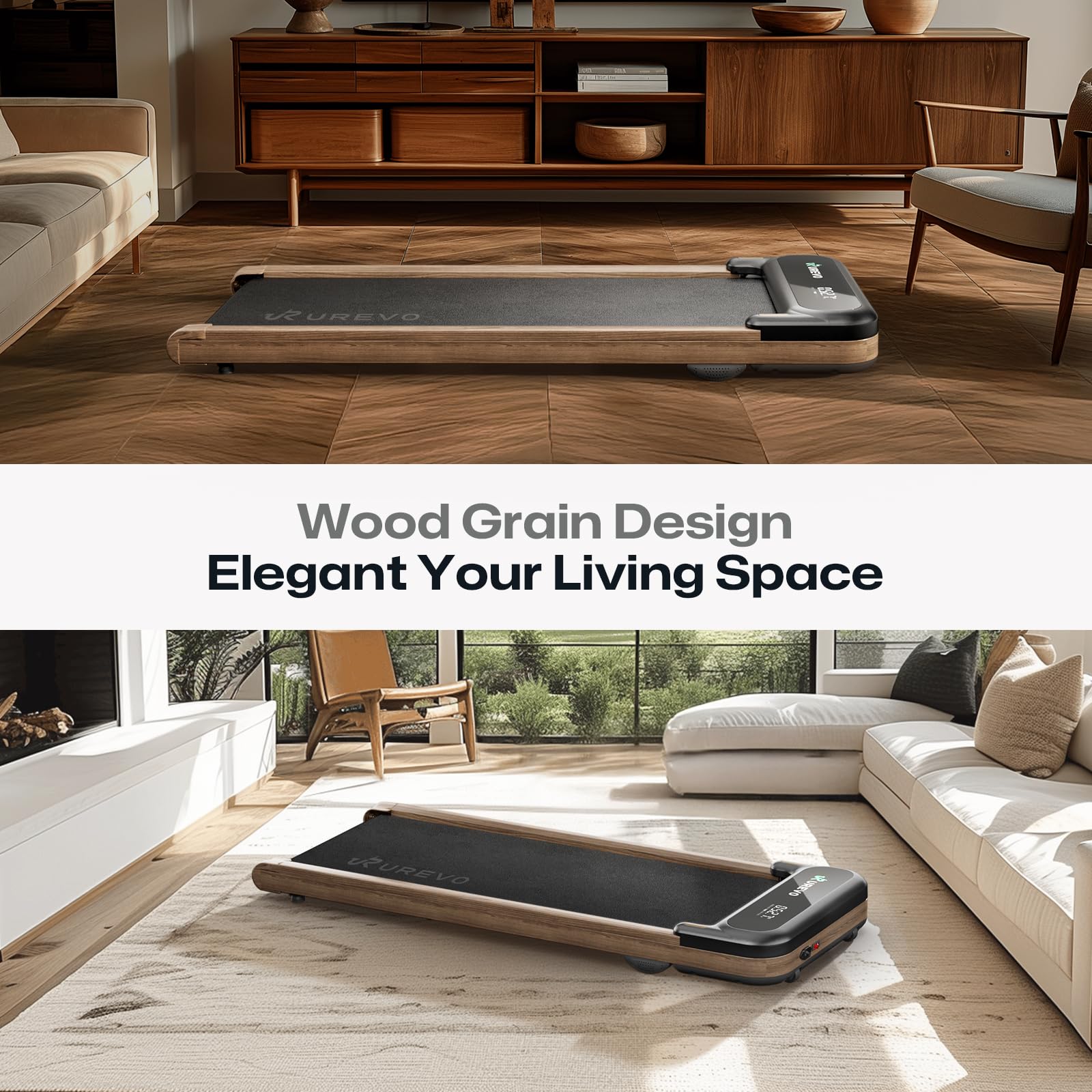 UREVO Under Desk Treadmill - Portable Walking Pad for Home & Office with Double Shock Absorption, Remote Control & LED Display (265 lb Capacity) - Perfect for Work from Home, Small Spaces & Low-Impact Exercise