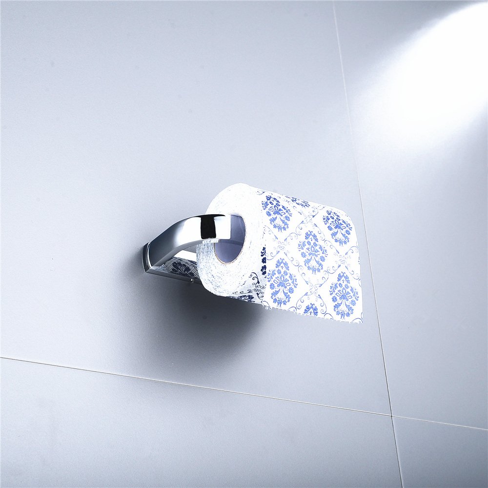 Premium Brass Wall-Mounted Toilet Paper Holder - Chrome Finish Bathroom Tissue Roll Dispenser for Modern Homes, Hotels & Restrooms (Durable & Stylish Bathroom Accessory) - Perfect for Bathrooms, Powder Rooms & Guest Toilets