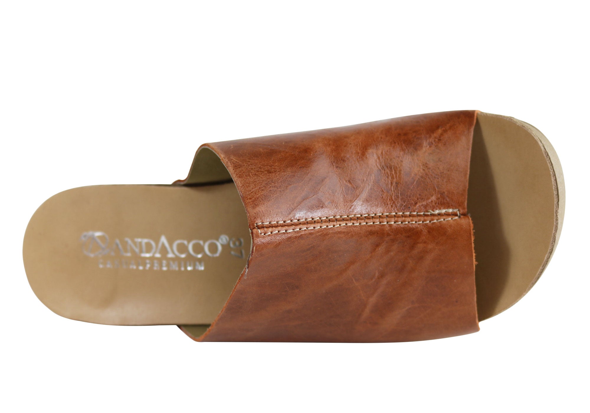 Andacco Women's Leather Mid Heel Sandals Slides - Comfortable Gallon Size Made in Brazil - Perfect for Summer, Beach, and Casual Outings