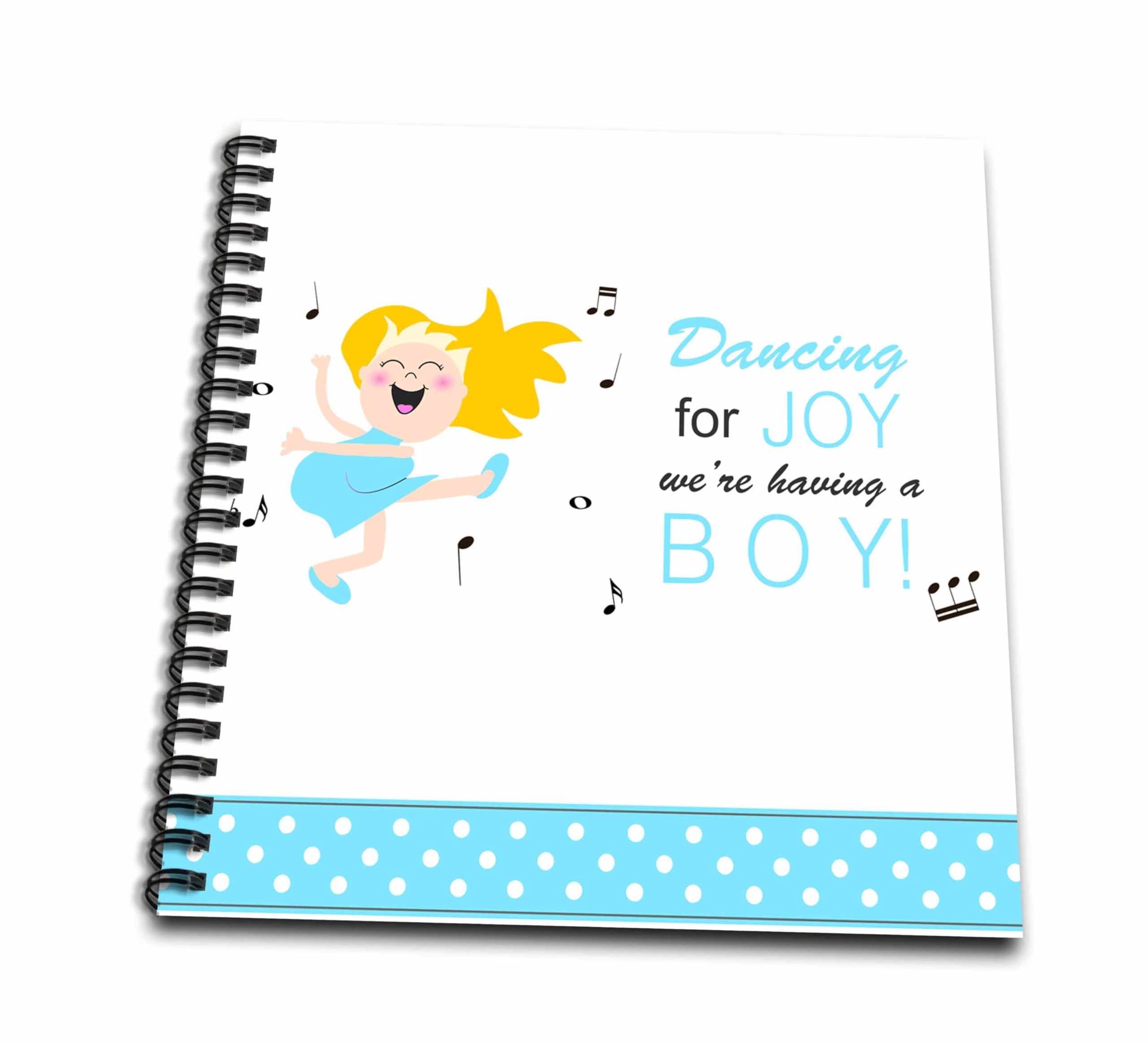 3dRose Dancing for Joy Having A Boy - Blue Baby Shower Happy Dance Cute Blonde Mom-to-Be Kawaii Cartoon Drawing Book, 8x8 Inch | Perfect Baby Shower Gift, New Mom Keepsake & Nursery Decor