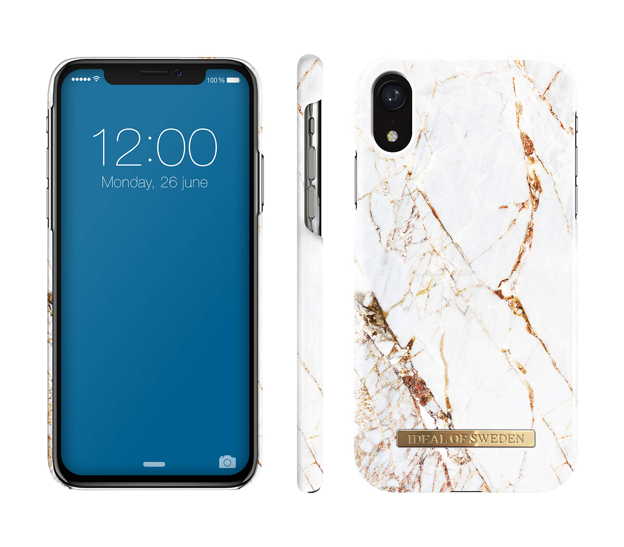Premium iPhone XR Phone Case with Microfiber Lining & Qi Wireless Charging - Carrara Gold Design | Slim Protective Cover for Everyday Use, Travel & Work